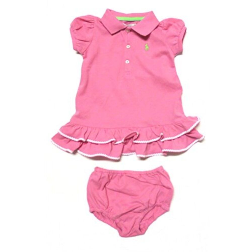 Ralph Lauren Ruffled Hem Dress Set in Pink Size 6M
